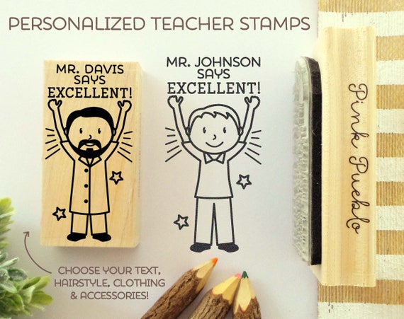 Personalized Teacher Name Stamp | Custom Teacher Stamp for Men | Teacher Gift for Appreciation or Back to School