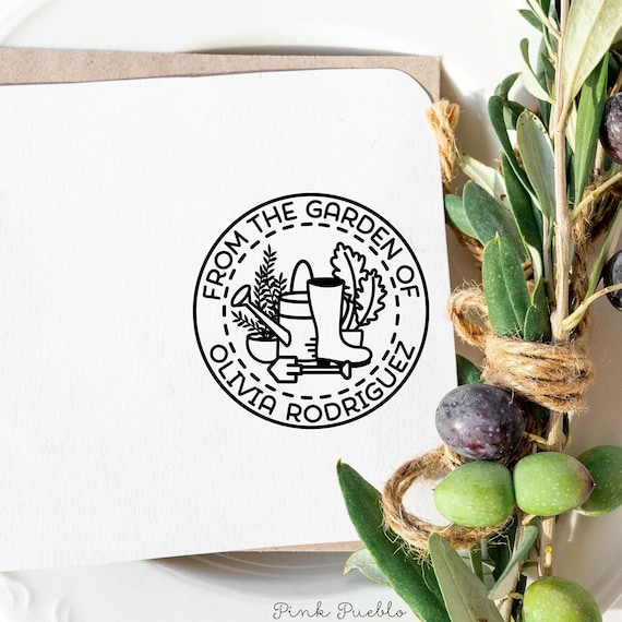 Personalized Garden Stamp | Custom Rubber Stamp for Gardeners & Plant Lovers | Gardening Gift for Homemade Goods