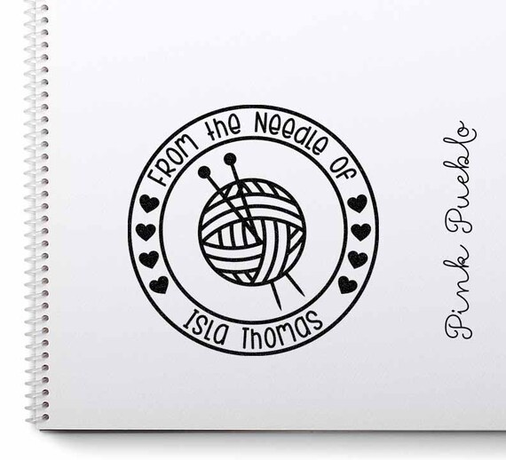 Personalized Knitting Label Stamp | From the Needle Of Custom Rubber Stamp | Gift for Knitters and Grandma