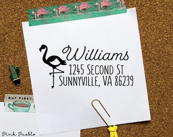 Personalized Self Inking Address Stamp with Flamingo, Flamingo Return Address Stamp Self Inking
