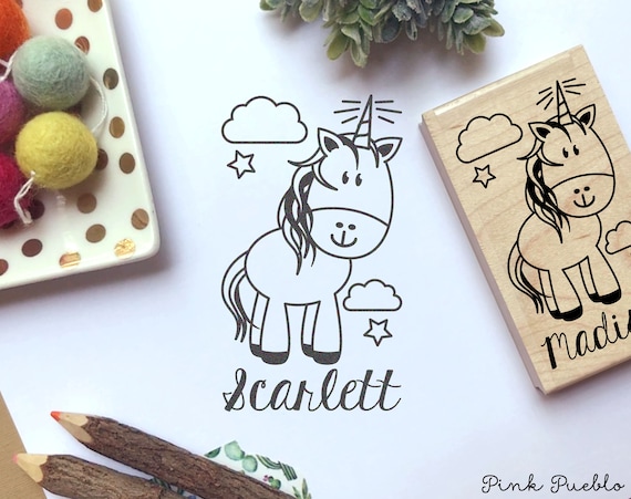 Personalized Unicorn Stamp | Custom Name Stamp for Kids | Unicorn Birthday Gift | Rainbow Party Decor | Gifts for Girls