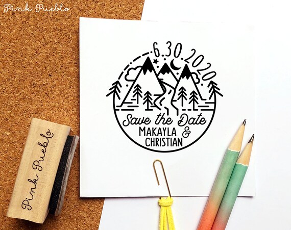Mountain Wedding Save the Date Stamp | Rustic Destination Wedding Stamp | Custom Rubber Stamp