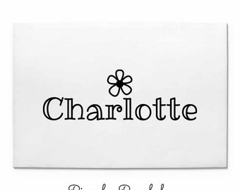Personalized Custom Rubber Stamp, Name Stamp with Flower