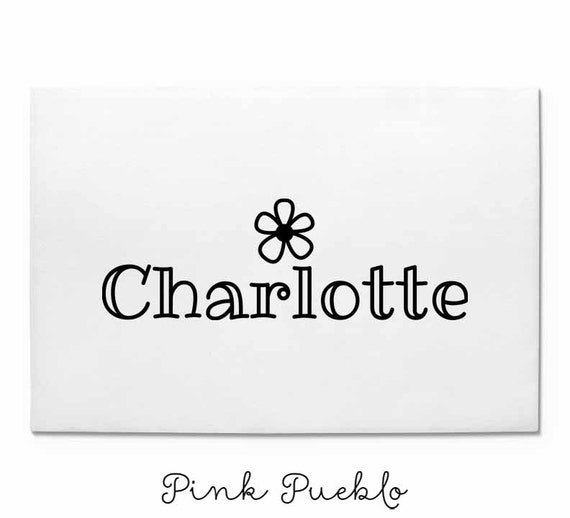 Personalized Custom Rubber Stamp, Name Stamp with Flower