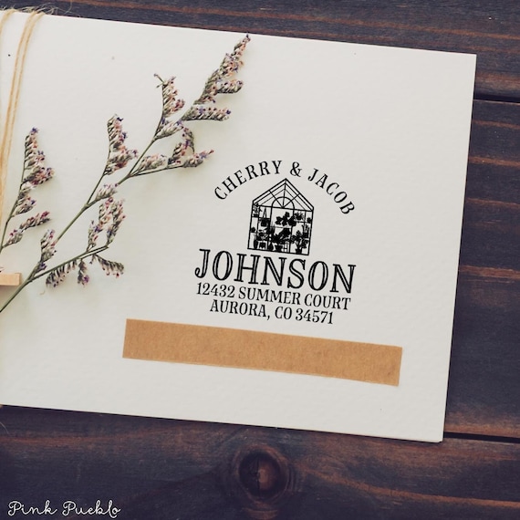 Custom Greenhouse Return Address Stamp | Gift for Gardeners, Personalized Plant Lover Stamp, Gardening-Themed Housewarming Gift