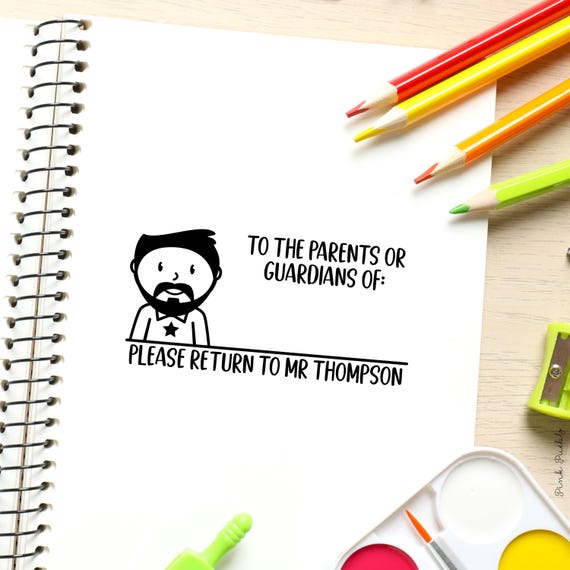 Parent or Guardian Signature Stamp for Male Teachers | Personalized Teacher Stamp | Rubber Stamp for Preschool & Kindergarten | Teacher Gift