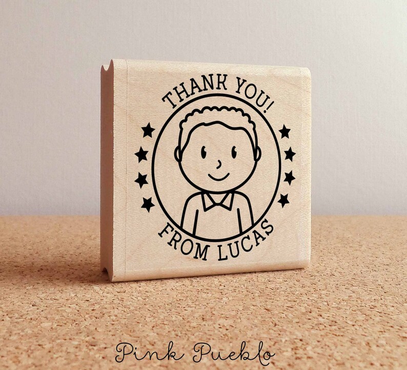 Personalized Thank You Rubber Stamp for Boys Custom Kids | Etsy