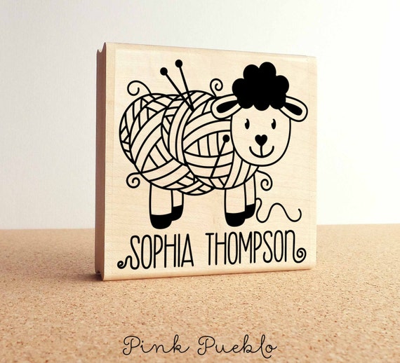 Personalized Knitting Stamp | Large Custom Knitting Label Rubber Stamp | Handmade Gift for Knitters and Crafters