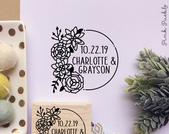 Save the Date Stamp, Rustic Wedding Stamp, Save the Date Stamp Wreath