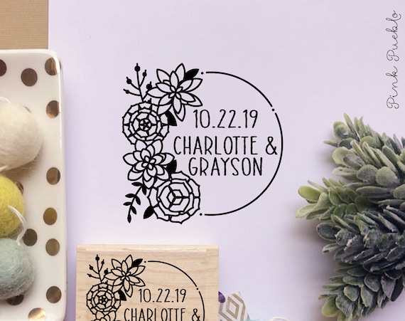 Save the Date Stamp | Rustic Wedding Stamp | Wedding Invitation Wreath Stamp