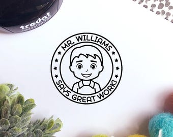 Lehrer Stempel | Personalisiertes Gesichtsdesign für die Benotung im Klassenzimmer