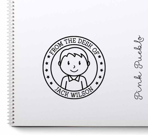 Personalized Boy Rubber Stamp | Custom Name Stamp for Kids | Back to School and Birthday Gift Idea