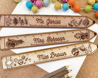 Personalized Engraved Wooden Teacher Ruler, Personalized Teacher Gift