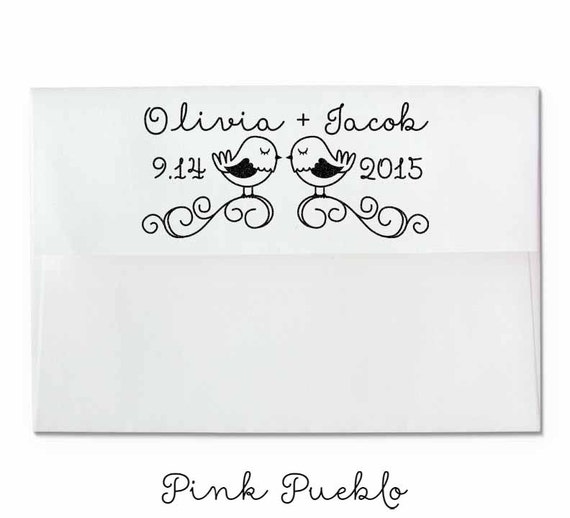 Personalized Lovebirds Wedding Stamp | Custom Rubber Stamp for Rustic Weddings and Save the Dates