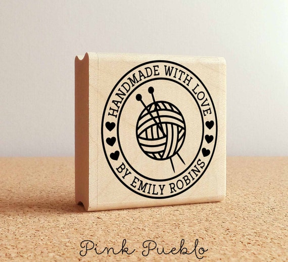 Personalized Knitting Rubber Stamp | Custom Knitting Label | Handmade by Stamp | Knitting Accessories and Gift for Mom