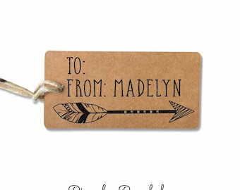 Personalized To From Rubber Stamp | Custom Arrow Design for Gift Tags and Packaging
