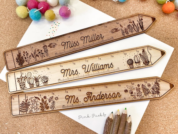 Personalized Engraved Wooden Teacher Ruler, Personalized Teacher Gift
