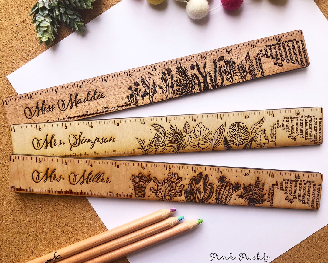 Engraved Wooden Teacher Ruler With Grading Scale | Personalized ...