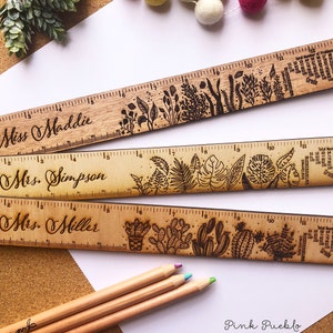 Personalized Engraved Wooden Teacher Ruler with Grading Scale, Personalized Teacher Gift