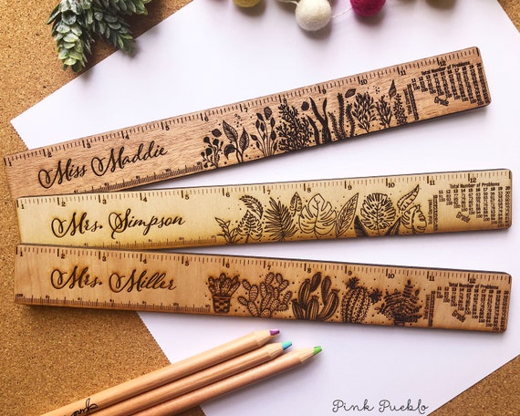Personalized Engraved Wooden Teacher Ruler with Grading Scale, Personalized Teacher Gift