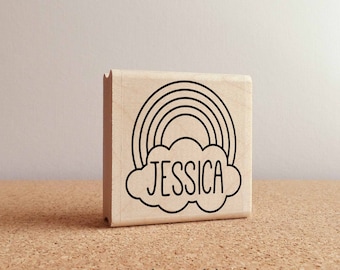 Sello de goma personalizado de arcoíris / Diseño de nombre personalizado Regalo de cumpleaños para niños