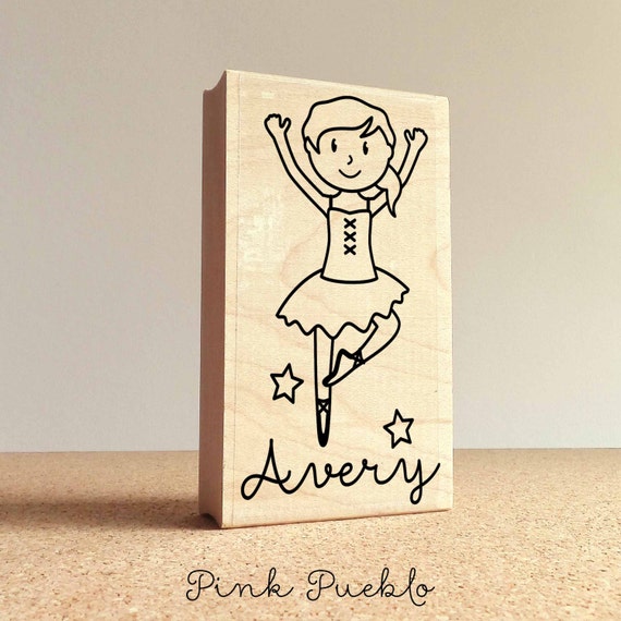 Personalized Ballerina Rubber Stamp | Custom Ballet Name Stamp for Kids | Gift for Girls and Toddlers
