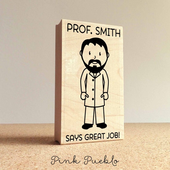Personalized Male Teacher Stamp | Custom Rubber Stamp for Professors and Doctors | Teacher Appreciation Gift