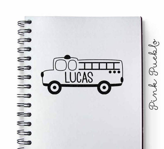 Personalized Firetruck Stamp | Custom Firetruck Name Stamp | Firefighter Gift for Kids