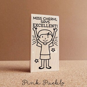 Teacher Name Stamp, Personalized Teacher Stamp, Teacher Appreciation Gift Choose Hairstyle and Clothing image 2