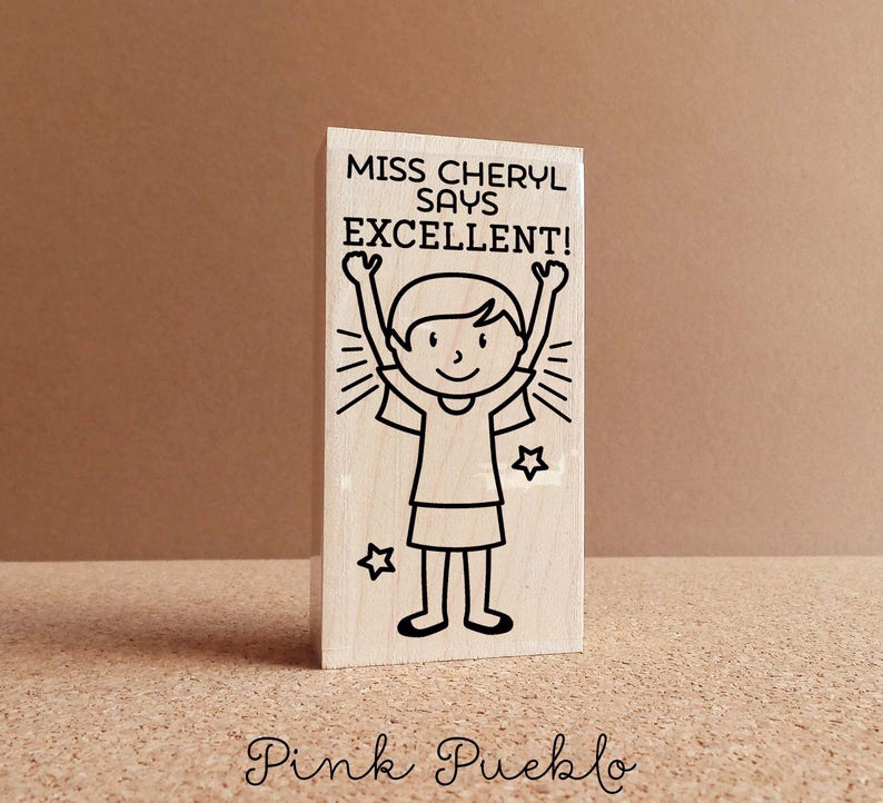 Teacher Name Stamp, Personalized Teacher Stamp, Teacher Appreciation Gift Choose Hairstyle and Clothing image 2