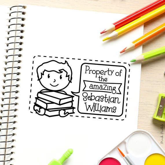 Personalized Stamp for Kids’ Books | Book Lover Gift | Custom Book Stamp for Gifts for Kids, Boy Gift, or Back to School