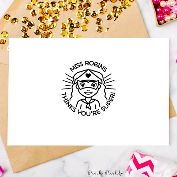 Personalized Superhero Teacher Stamp | Custom Teacher Gift for Classroom and Grading | Fun Teacher Appreciation Stamp