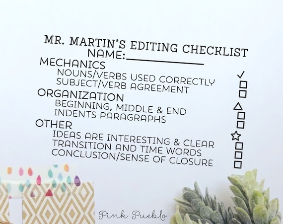 Teacher Writing Checklist Stamp | Custom Teacher Stamp for Feedback, Planning, and Classroom Organization