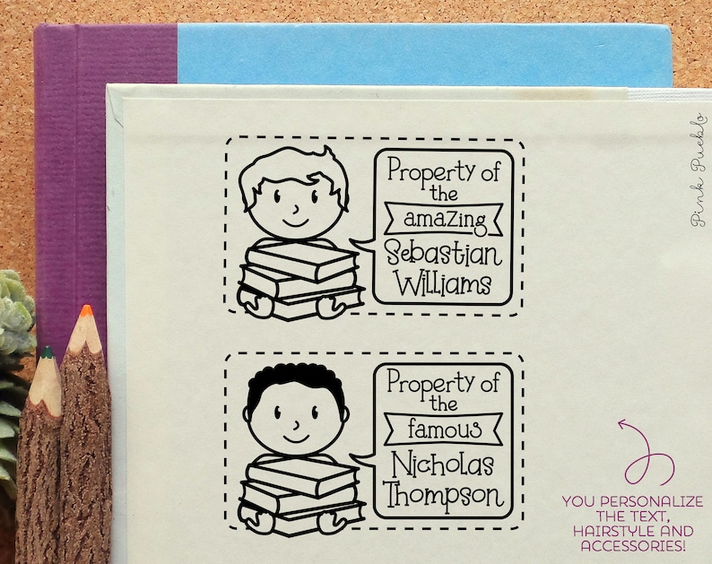 Bookplate Stamp for Kids Personalized Bookplate Label Stamp Etsy