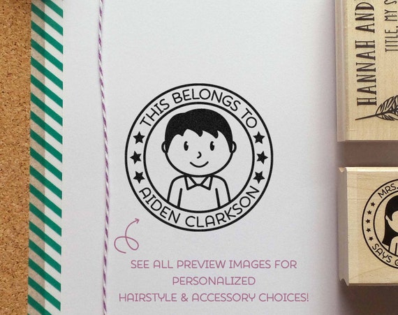 Personalized Kids Name Label Stamp | Custom Rubber Stamp for Children | Book Stamp and Gift for Kids