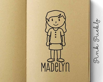 Sello de goma infantil personalizado / Diseño personalizado con nombre de niña / Regalo de papelería para bebé