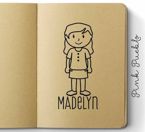 Personalized Children's Rubber Stamp | Custom Girl Name Stamp | Gifts for Kids and Baby Girl Stationery
