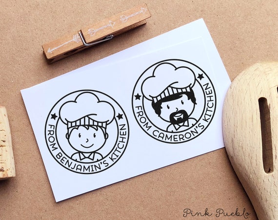 Personalized From the Kitchen of Stamp, Cooking Gift or Baking Gift, Gifts for Men - Choose Hairstyle and Accessories
