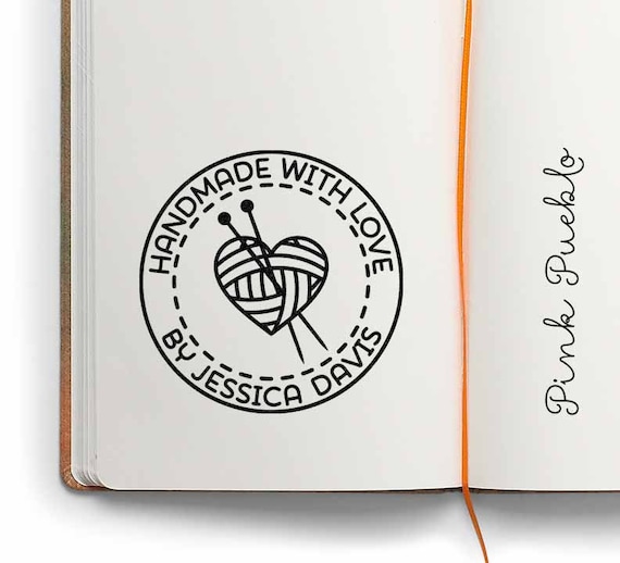 Personalized Knitting Stamp | Custom Rubber Stamp for Handmade with Love Tags | Gift for Her or Grandma