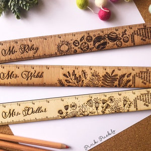 Personalized Engraved Wooden Teacher Ruler with Grading Scale, Personalized Teacher Gift