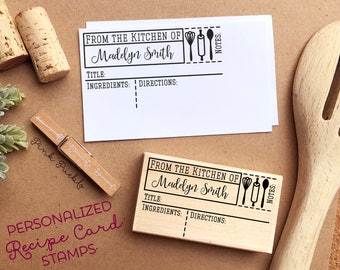 Personalized Recipe Card Stamp, For 3x5, 4x6, 5x7 and 4.25x5.5 Recipe Cards, DIY Recipe Cards