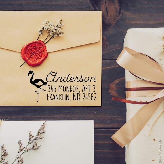 Flamingo Return Address Stamp | Personalized Self Inking Stamp | Housewarming or Wedding Gift
