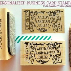 Personalized Business Card Stamp, Business Card Rubber Stamp, Jewelry Business Card Stamp