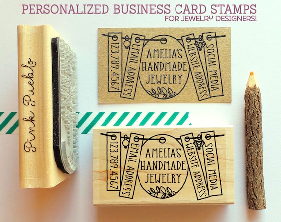 Personalized Business Card Stamp, Business Card Rubber Stamp, Jewelry Business Card Stamp