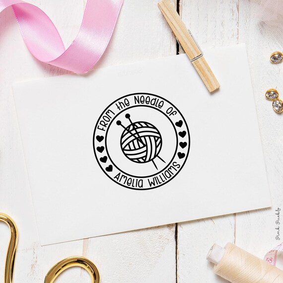 Personalized Knitting Label Stamp | From the Needle Of Custom Rubber Stamp | Gift for Knitters and Grandma