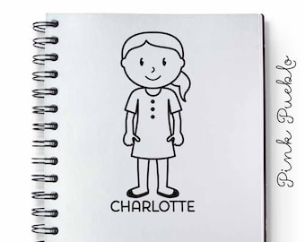 Personalized Girl Rubber Stamp: Custom Kids Name Stamp