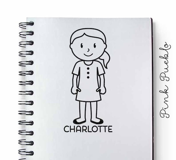 Personalized Girl Rubber Stamp | Custom Name Stamp for Kids | Birthday Gift for Girls