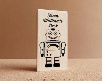 Robot Personalized Custom Rubber Stamp, From the Desk of