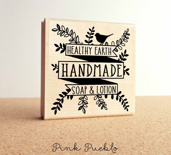 Personalized Stamp for Botanical Apothecary Labels | Custom Stamp for Handmade by Label, Candle Labels, Wedding Favors
