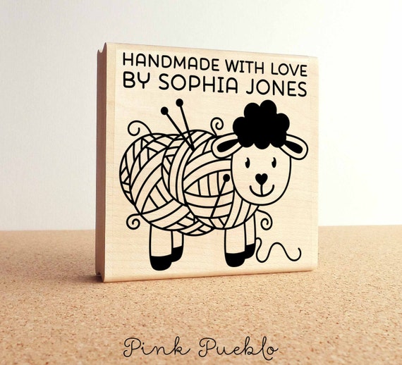 Personalized Knitting Rubber Stamp | Custom Yarn Stamp | Handmade With Love Label | Gift for Mom or Grandma | Knitting Labels